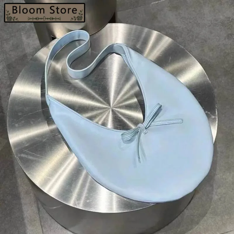 

Bloom Bow Blue Hobos Bags Women Sweet Cool Hot Girls Half Moon Handbag Purse Ladies Fairycore Haruku Shoulder Bag Aesthetic