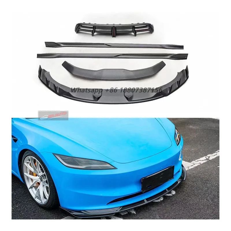

For the New Renewal 3 Carbon Fiber Small Surround Front Lip Rear Diffuser Side Skirt Tail Wing