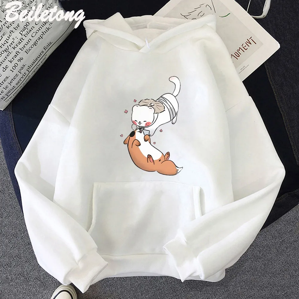 TGCF Fox and Ferret Hoodies Tian Guan Ci Fu Kawaii Print Hoodie Harajuku Aesthetic Man Women Cartoon Graphic Winter Sweatshirts