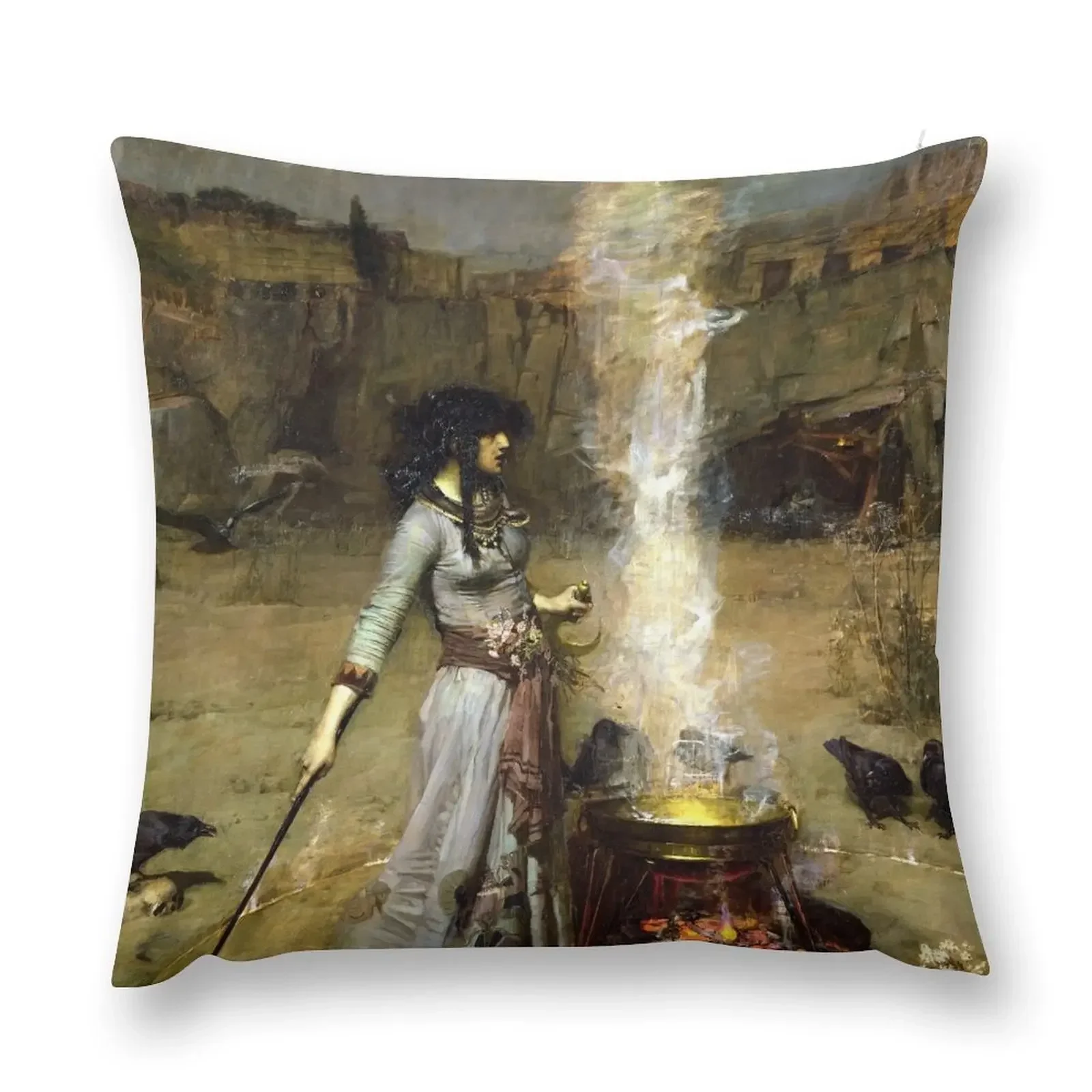 The Magic Circle - John William Waterhouse Throw Pillow Bed pillowcases pillow pillowcase pillow