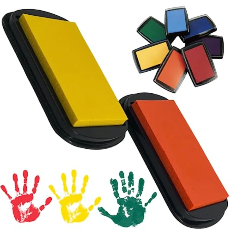 

7 моющихся чернильных подушечек для резиновых штампов, штампов с буквами, штампов с отпечатками лап собак, отпечатков детских стоп и отпечатков пальцев, для использования на S