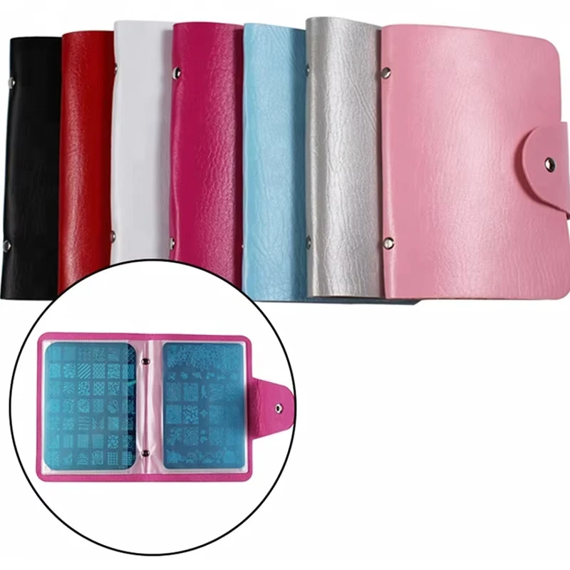 

16/20 слотов держатель для штамповки ногтей Органайзер прямоугольная печать для дизайна ногтей сумка для карт стальная пластина 6 цветов трафарет альбом для хранения 6*12 см