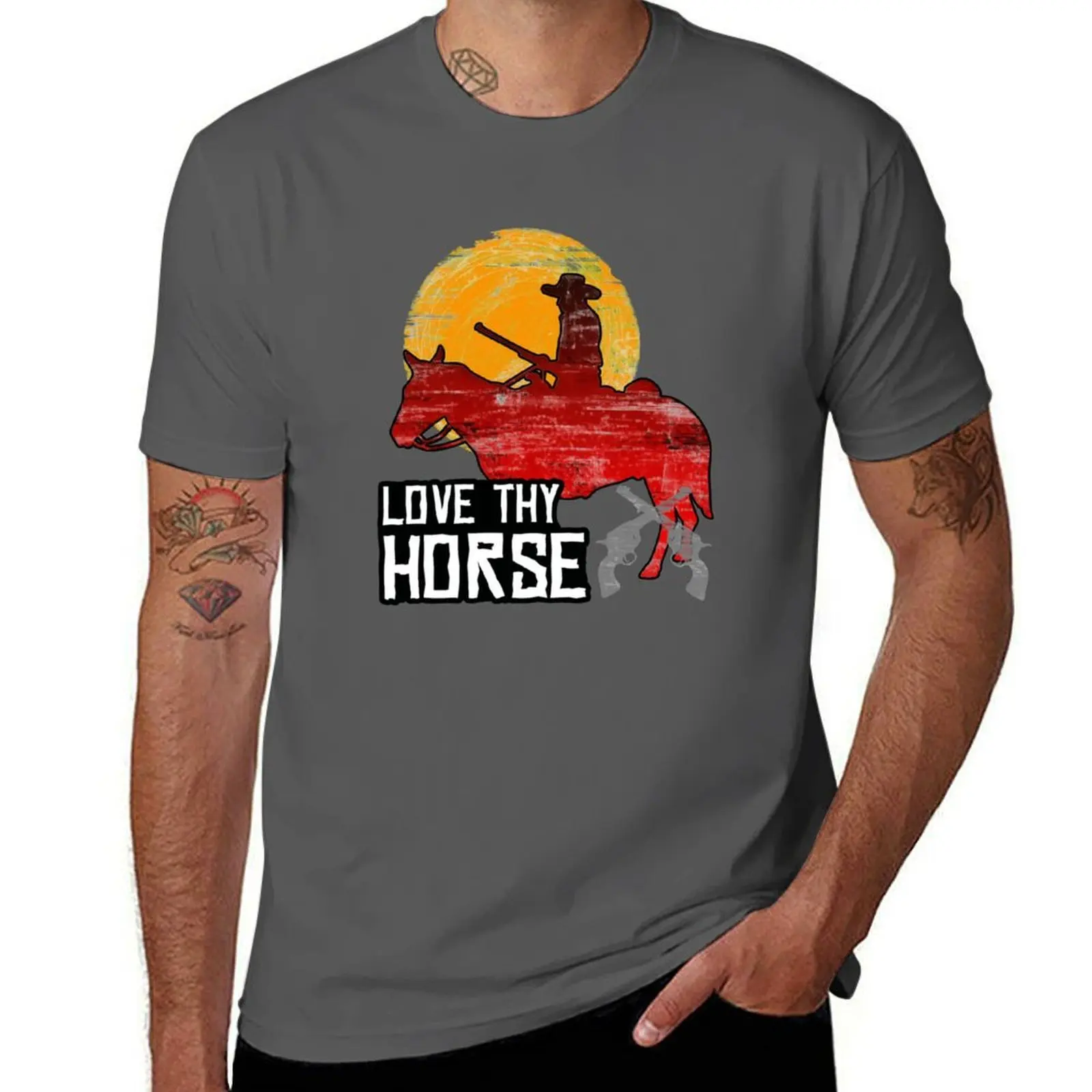 

Red Horse Sunset T-Shirt graphic t shirts for man man t shirts cotton t shirt men 100% cotton luxury brand T-Shirt