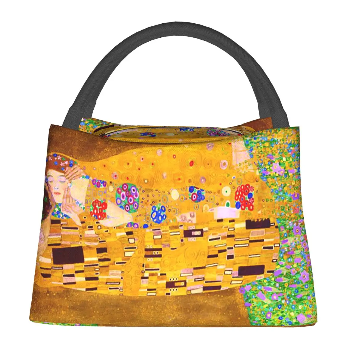 Gustav Klimt The Kiss Abstract Freyas Art Insulated Lunch Bag for Women Kids Portable Food Boxes Thermal Lunch Box Tote