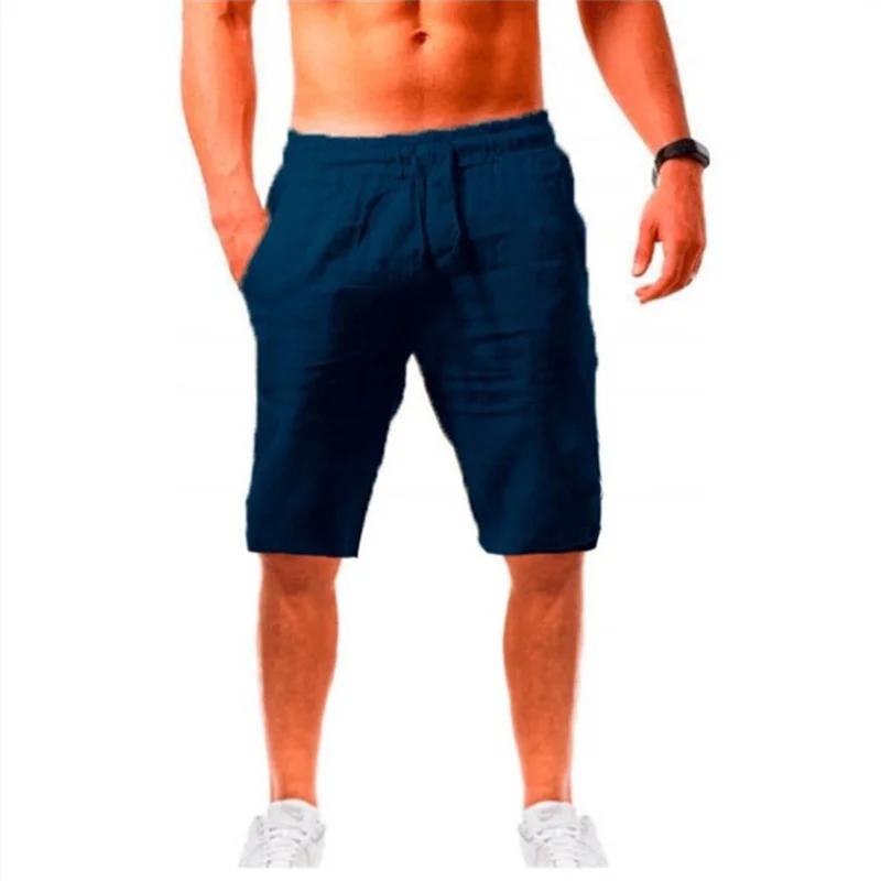 2026 Zomer Heren Shorts Katoen Linnen Casual Bermuda's Heren Klassieke Ademend korte broeken Effen Kleur Kleding Strandshorts Mannen