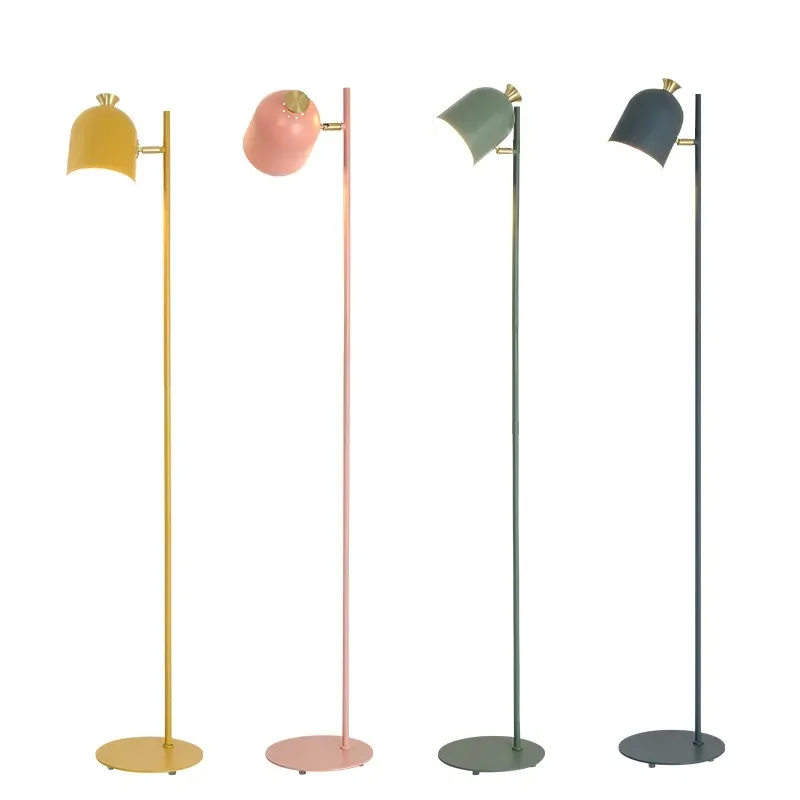 

Macaroon Led Floor Lamps for Bedroom Living Room Study Desk Nordic Minimalist Wrought Iron Vertical Home Decor Standing Lights