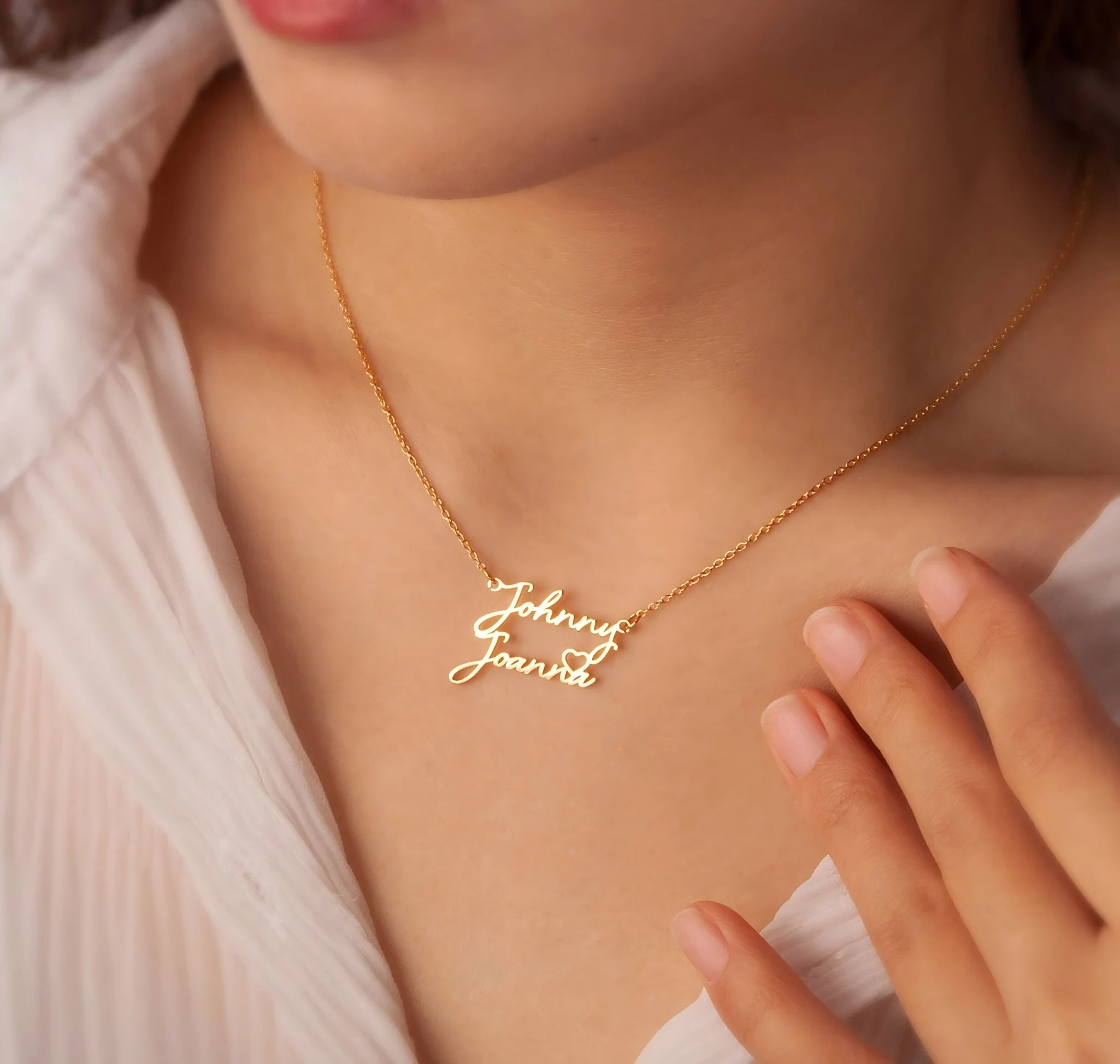 

Customized Personalized Two Name Love Necklace Love Imprint Couples Cherish Sweet Memories Exclusive Romantic Gift Girlfriend