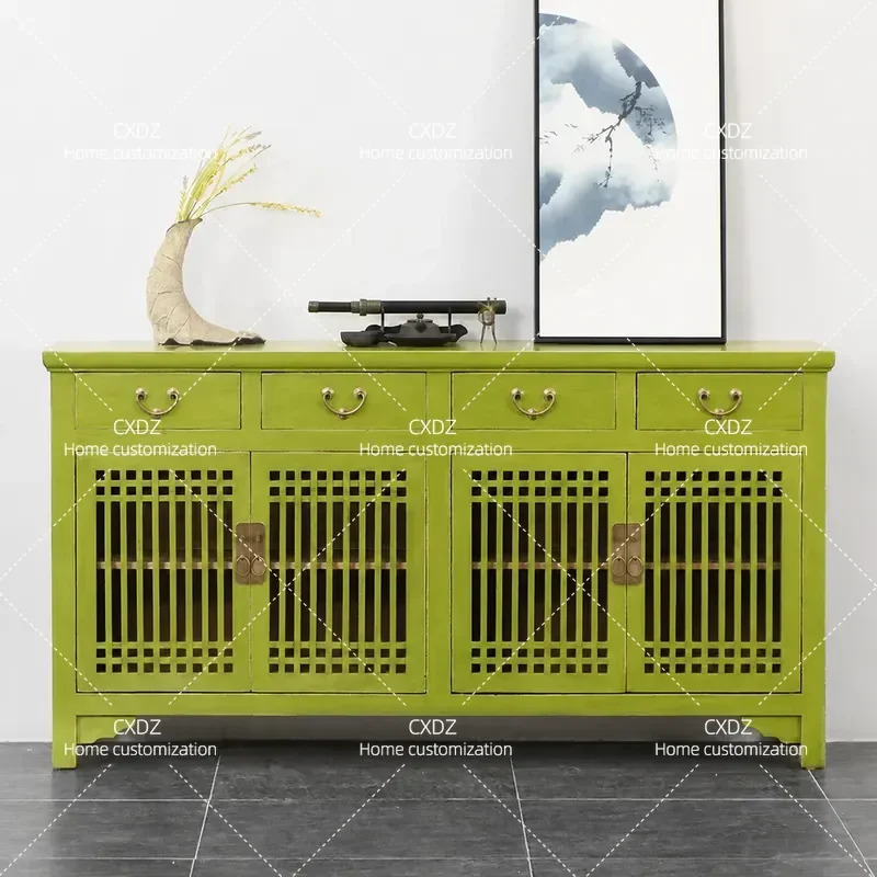 New Chinese Style Solid Wood Dining Side Cabinet Entrance Foyer Antique Storage Wine Shoe Cabinet Classical Old Furniture