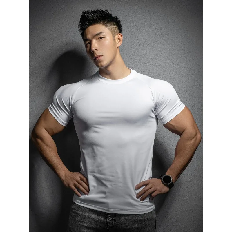 Fitness Yoga Quick Dry Clothes Men Outdoor Sports Quick Drying Sshort Sleeved T-shirt Training pro Running Stretch Tight Fitting