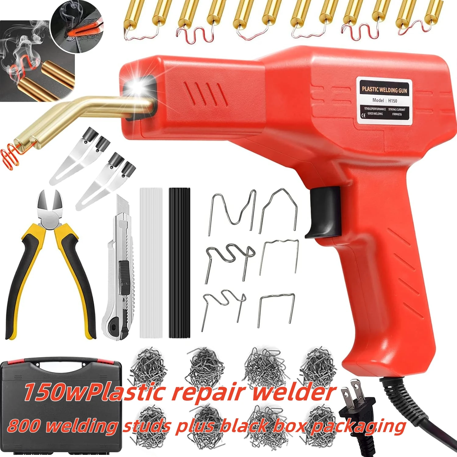 150W plastic welding machine, 2-in-1 plastic welding kit, plastic repair welding tool kit, 1000-piece hot stapler welding gun
