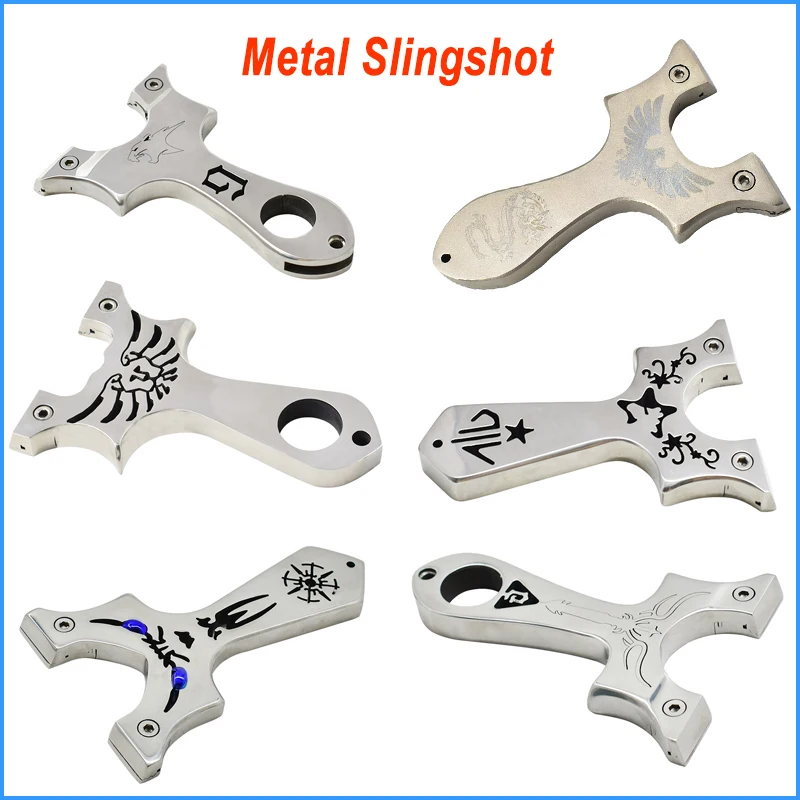 

All-metal Slingshot One-piece Stainless Steel Grinding Sling Strong Durable Shooting Toy Slingshot Set Nine Styles