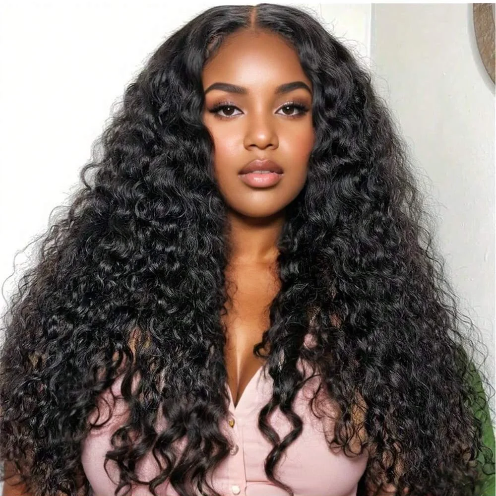 Deep Wave Lace Front Wigs Human Hair 26 Inch 200 Density 13x4 13x6 Lace Frontal Wigs Human Hair Wigs Pre Plucked Curly Lace Front Wigs Human Hair for Women