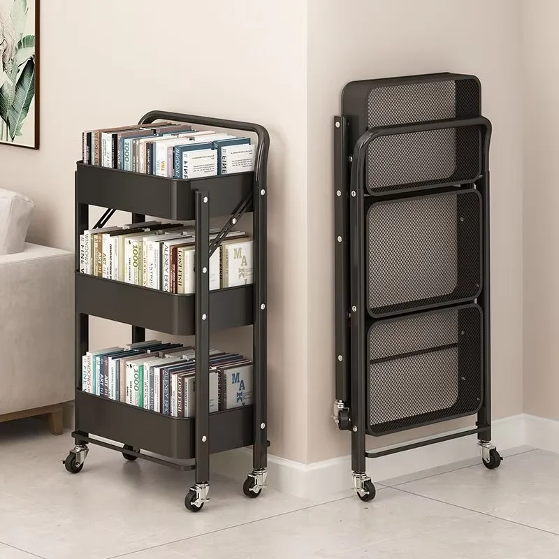 3-layer trolley storage rack, living room multi-layer foldable mobile snack rack, kitchen storage rack