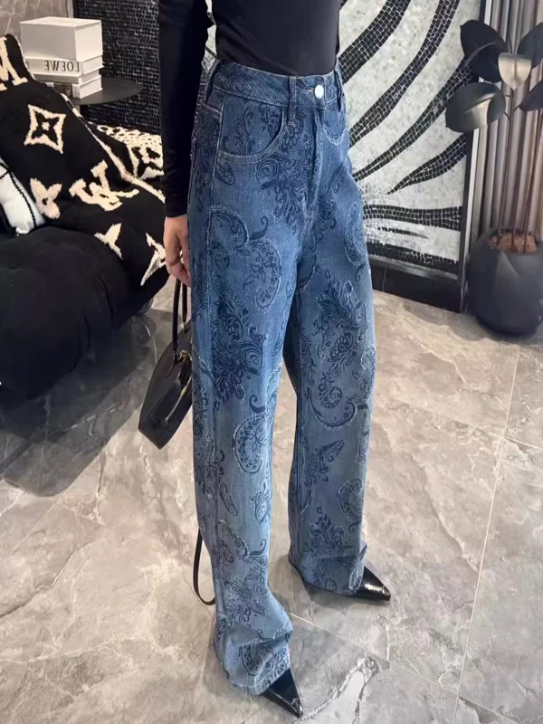 

Синие джинсы с высокой талией и широкими штанинами для женщин, весна 2026, новая коллекция, винтажные, свободные, прямые, из денима, для повседневной носки