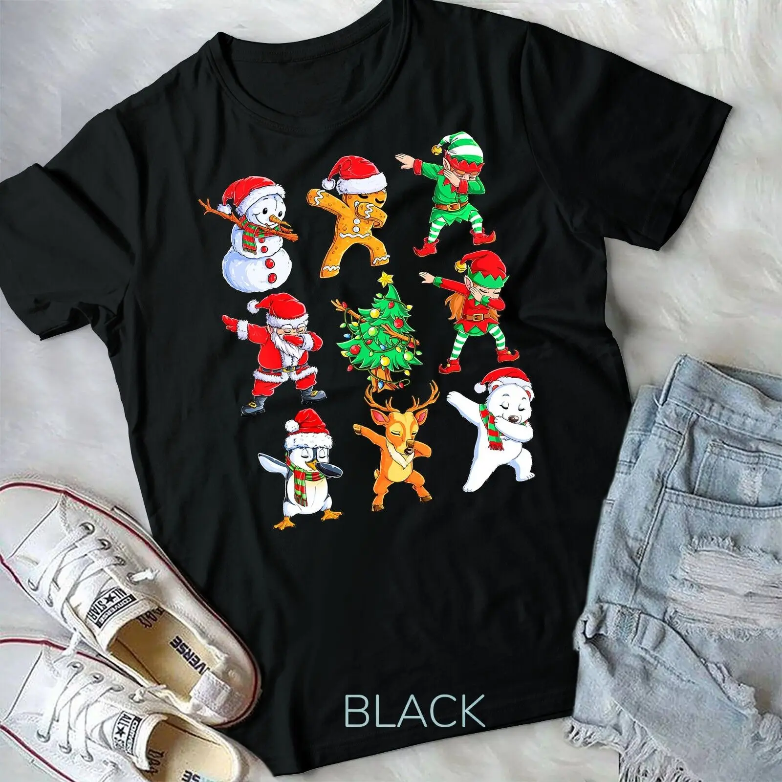 

Dabbing Santa Elf Friends Christmas Boys Men Funny Xmas Dab Unisex T-shirt