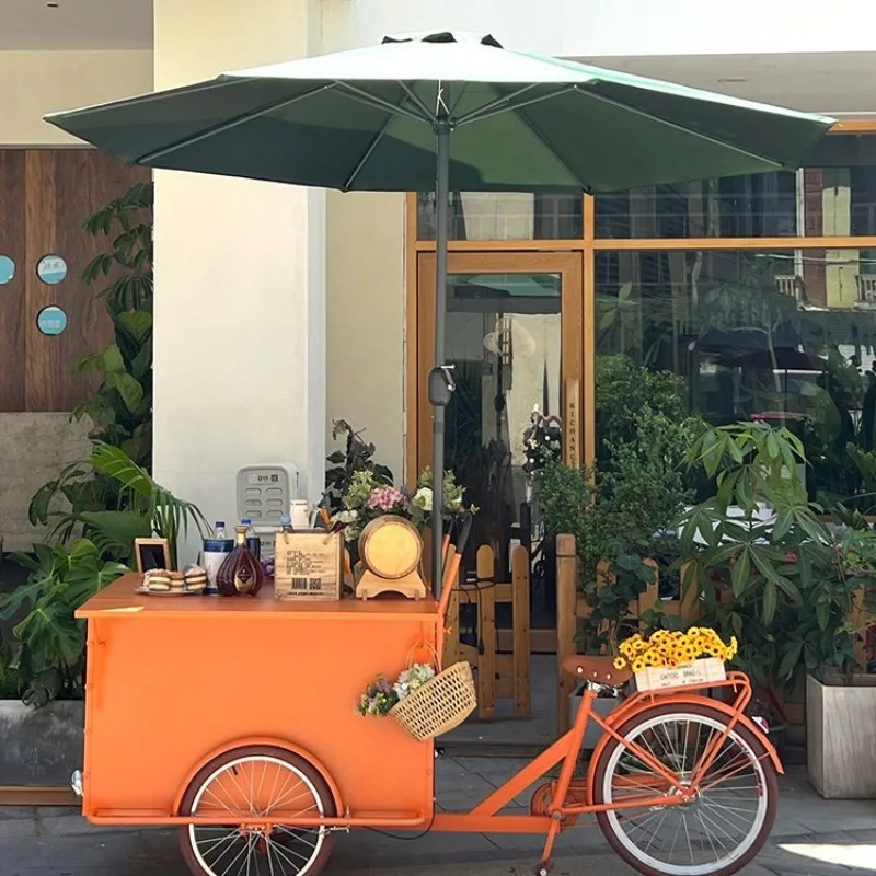 Food Cart for Night Market Street Vendors Trike Mobile Snack Cart for Commercial Streets Tourist Attractions Breakfast Stall