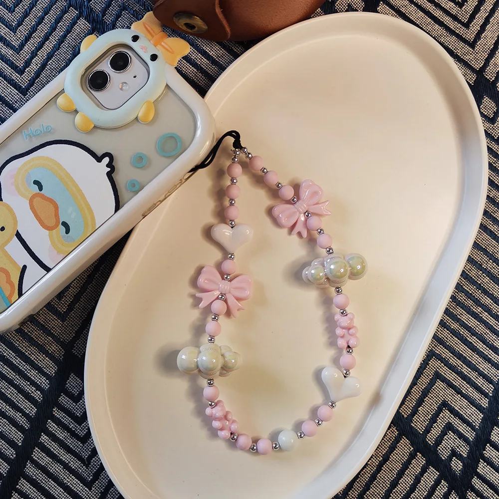 HERLOOK لطيف حلية الهاتف ، اكسسوارات Y2K ، البنود الشحن المجاني ، Bowknot الوردي ، حزام الهاتف ، الكورية الغيوم البيضاء القلب ، سلسلة الهاتف المحمول