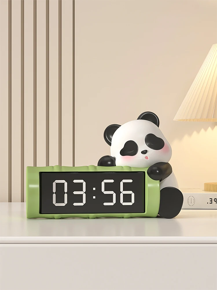 

Panda Clock Ornaments Living Room TV Cabinet Entrance Hall Home Decoration Ornament Decorative Figurines Home Decor 2024 New