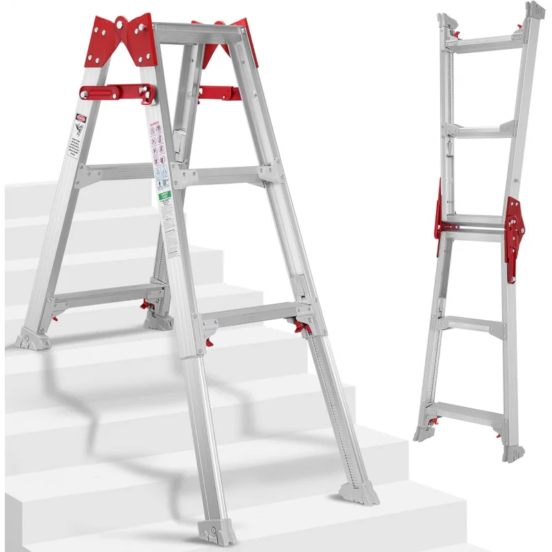 Ladder, A Frame 3 Step Extension Feet Ladder, Multi Position Ladder with Adjustable Feet, 330 lbs Safe Load Ladder