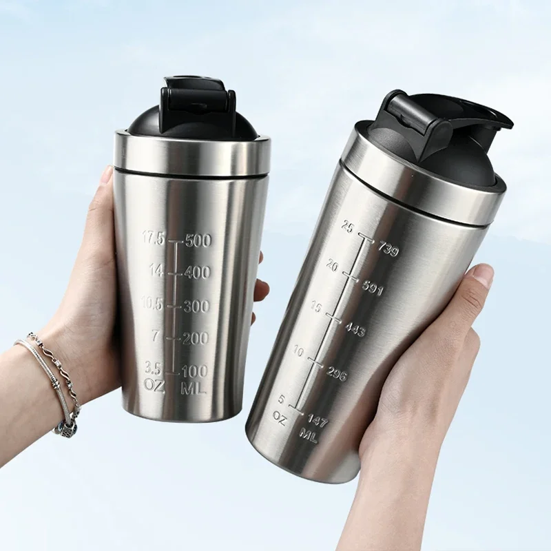 Stainless Steel thermos Protein Shaker Cup Portable Fitness Sports vacuum flasks Mug Water Bottles Water Cup Portable Shakers