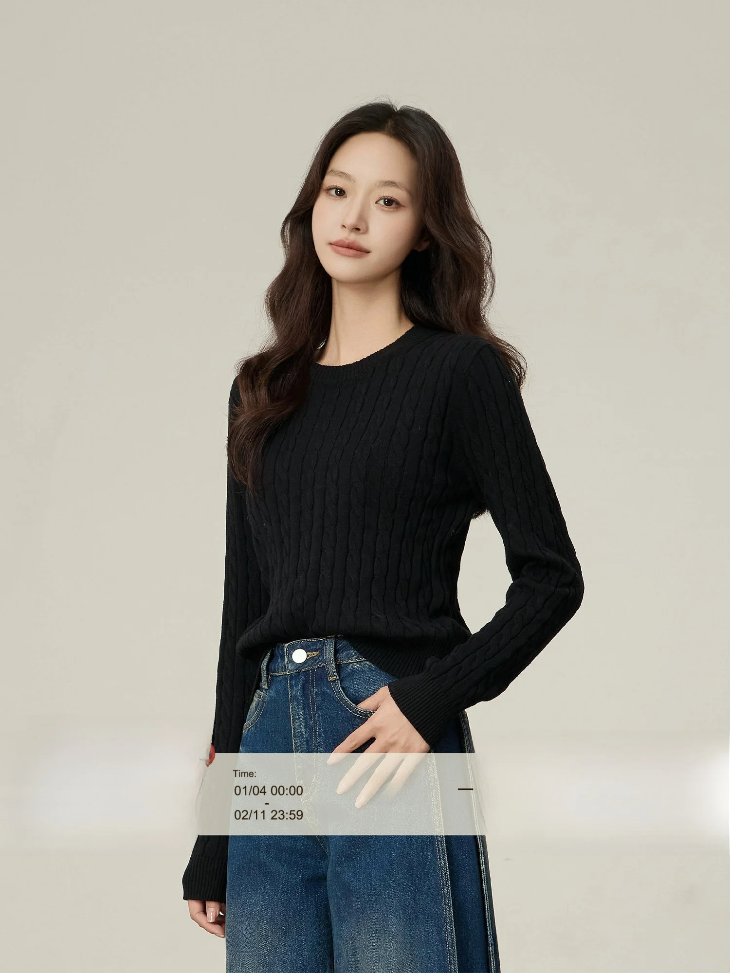 

Bla Twisted Knit Sweater Women's ort round Ne Base Layer Top Versatile Pull-over Cotton Autumn Winter Faion Casual Wear
