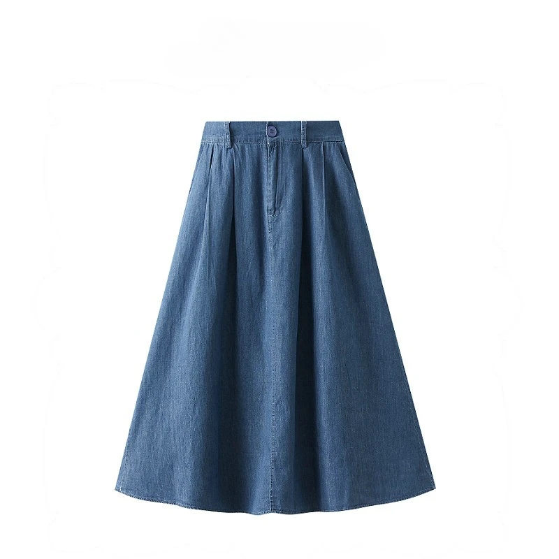 

High Waist Denim Long Skirt Women New Arrival 2025 Korean Style Vintage Solid Color All-match Female Casual Jean Skirts
