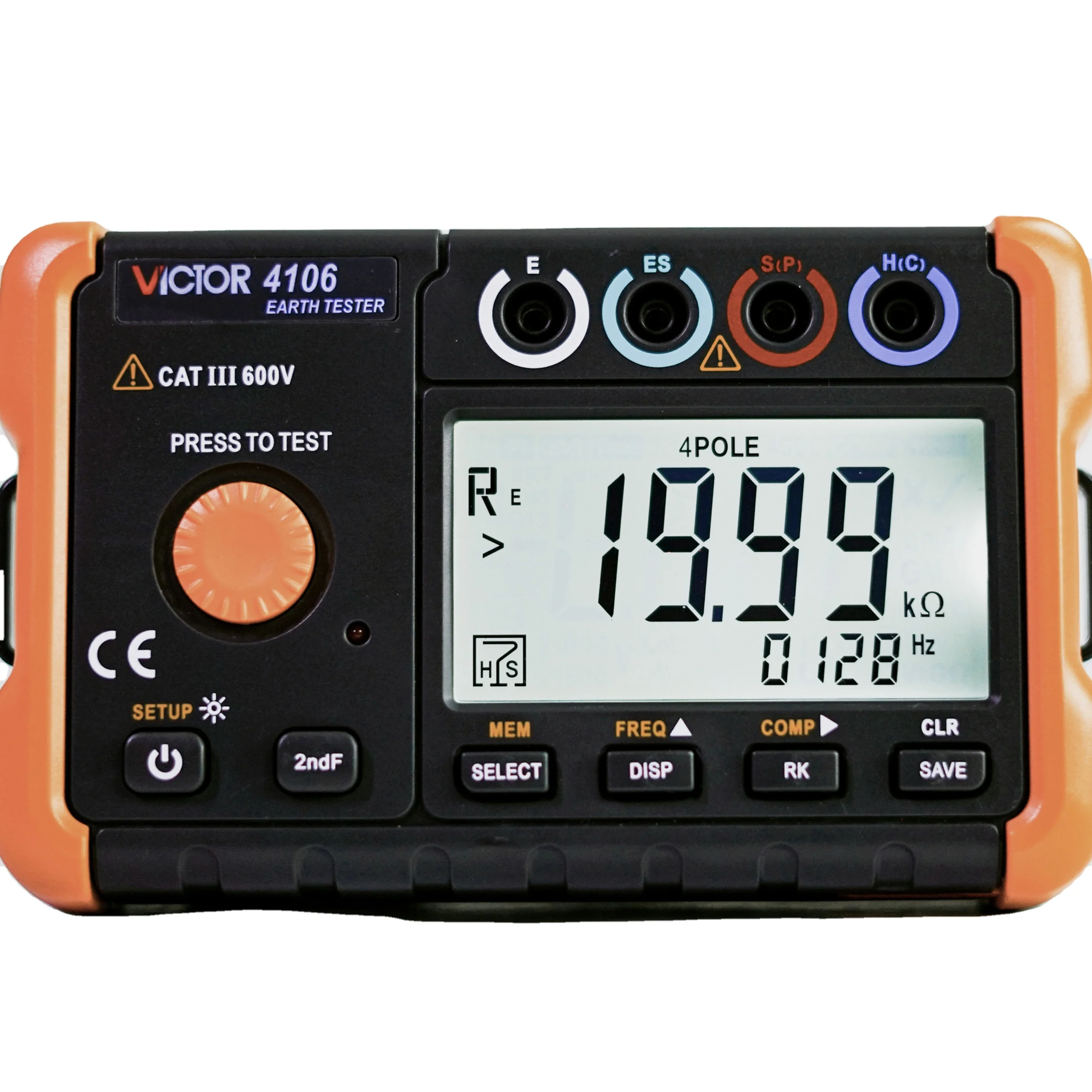 VICTOR 4106 Earth Resistance Tester 2 pole /3poles /4 poles method Voltage 20V 20mA earth soil resistivity Measurement