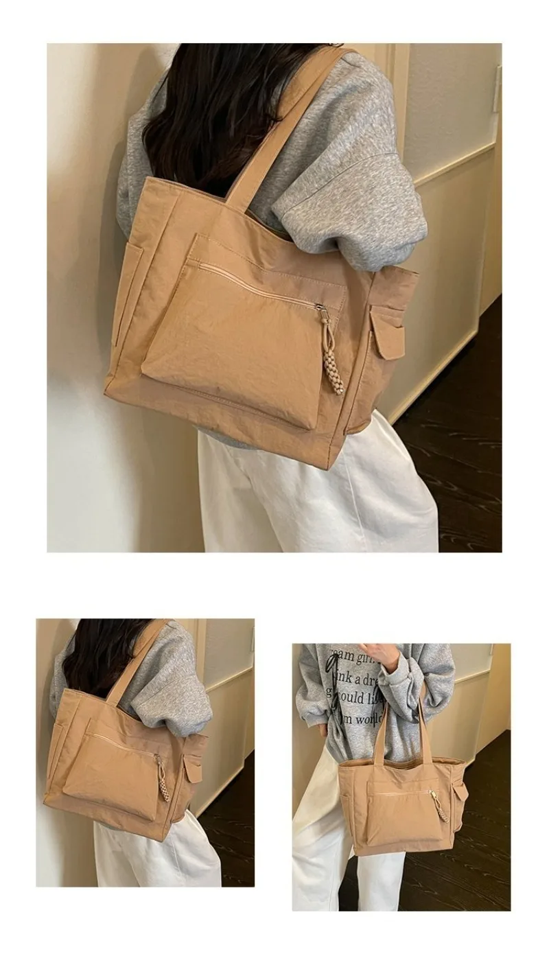 CEEKAY Nylon-Tragetasche mit Reißverschlussfach vorne, Seilanhänger, Tragegriff, vielseitig einsetzbar, für den täglichen Gebrauch, lässig, große Kapazität, Damenhandtasche – Detail 20