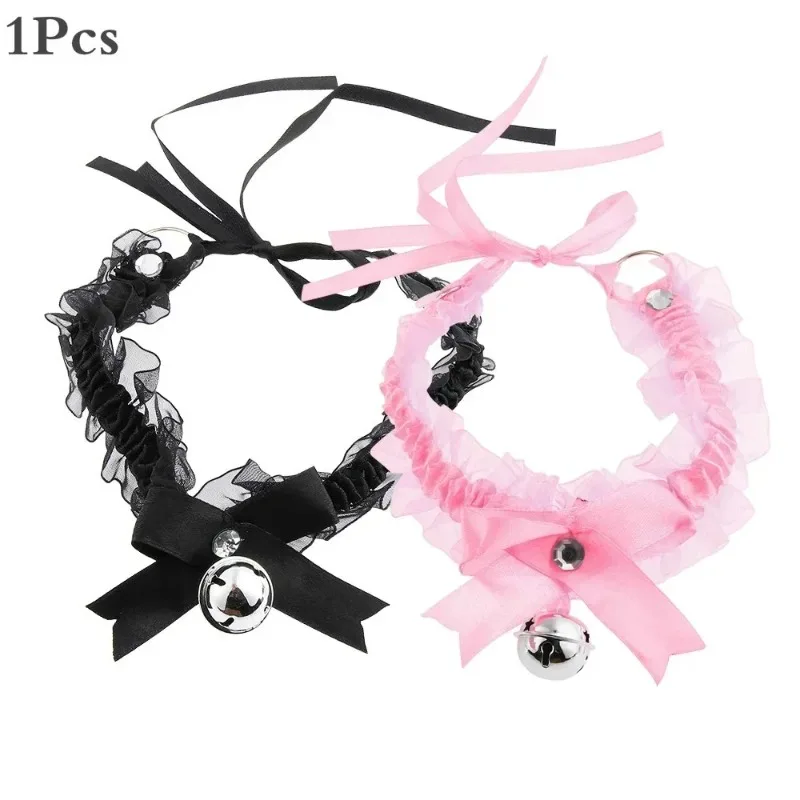 Soft Girl Style Lace Bow Bell Choker Necklace 1Pc, Cosplay Maid Collarbone Neck Strap Decor Accessories