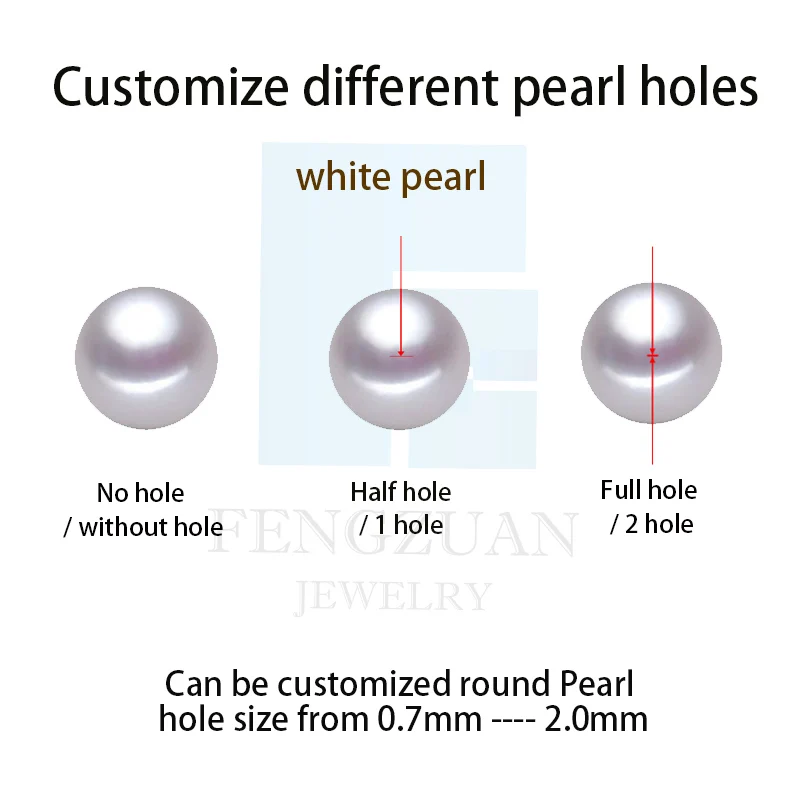 Zhuji Cultured Natural Round Pearls 2.5mm -12mm High Luster No/Half/Full Hole Loose Freshwater Pearls for Jewelry Making Pendant