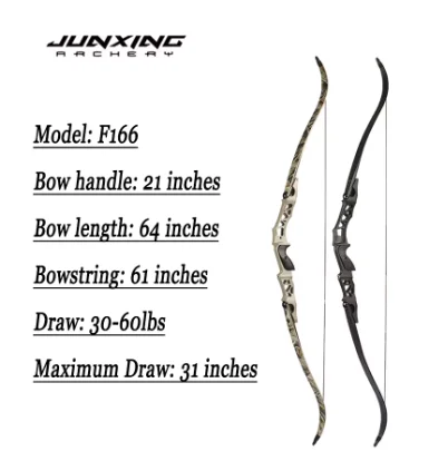 JUNXING F166 Boog 64 "ILF Recurve Boog 30-60lbs Takedown 21" Boog Riser Boogschieten Jacht Schieten