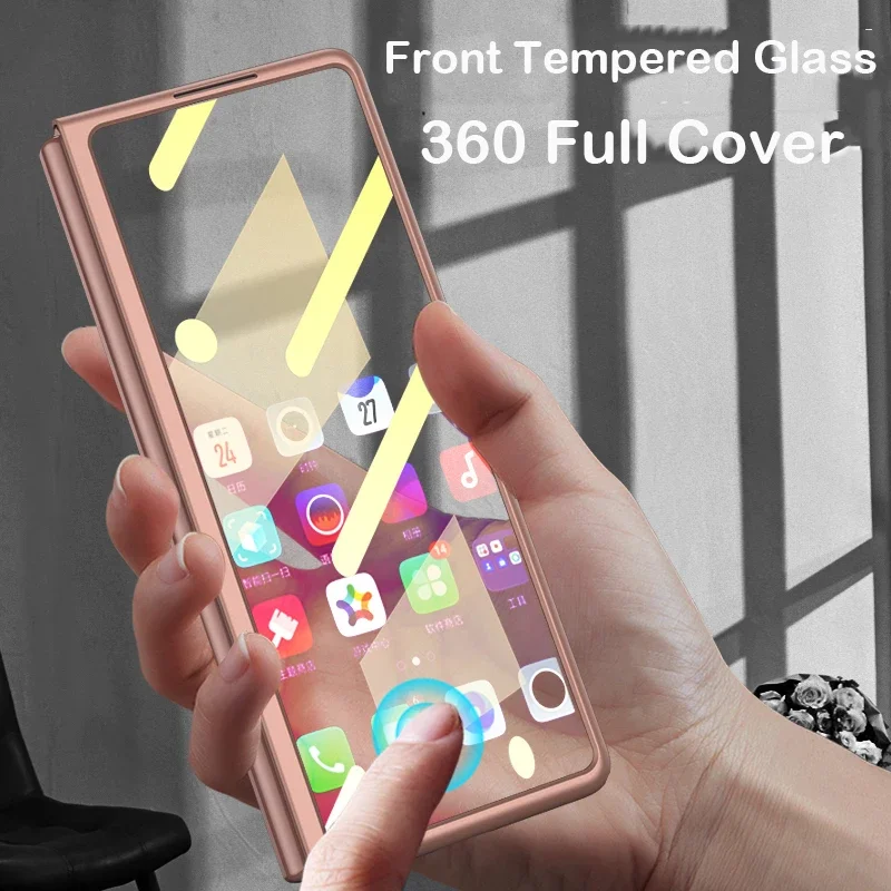 

360 Fully protected tempered glass matte PC cover for Samsung Galaxy Z folding 5 4 3 2 magnetic phone case with stylus