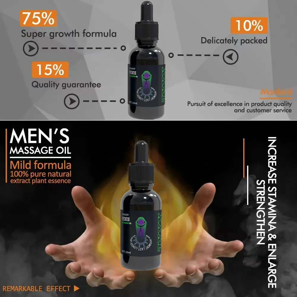 Penis Permanent Thickening Growth Enlargement Massage Men's Cock Erection Lubricant Lncrease XXXL Plant Extracts  Massage Oil