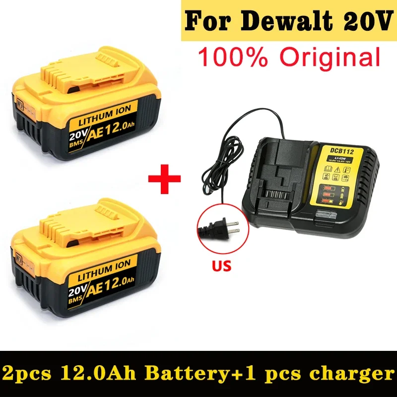 Batterie pour outil électrique Dewalt, DCB206, DCB200, 100% d'origine, 12000mAh, 20V, 18,0 Ah, Nouveau