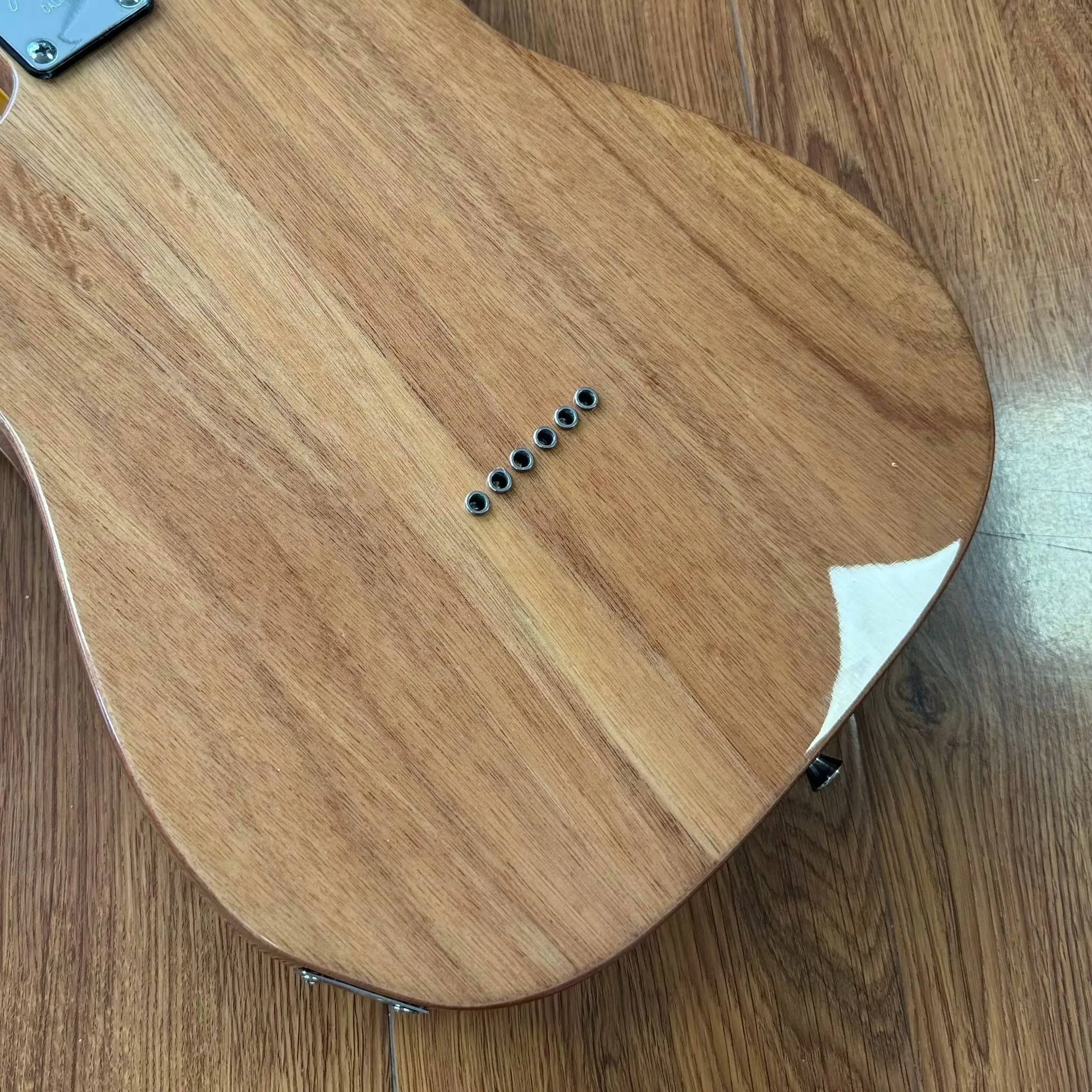 Half Hollow TL Electric Guitar With F‑Shaped Hole Champagne Glitter Powder Shiny Particle Texture Golden Protective Plate