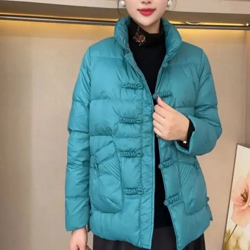 Women  Winter  Hooded  New  Down Jacket  Short  Retro  Lightweight  Warm  Casual  Elegant  Pocket  Design  Fashion  New Chinese