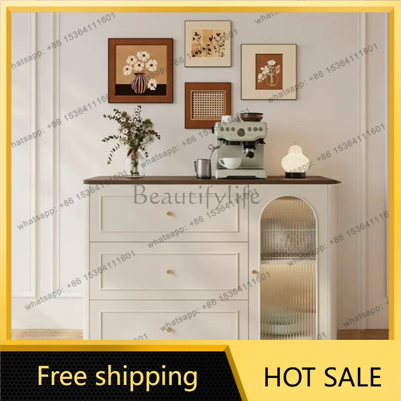 Glass Dressers Cabinet Drawers Organizer Office Shelves White Cabinet Nightstands Creamy Style Armoire Furniture Living Room