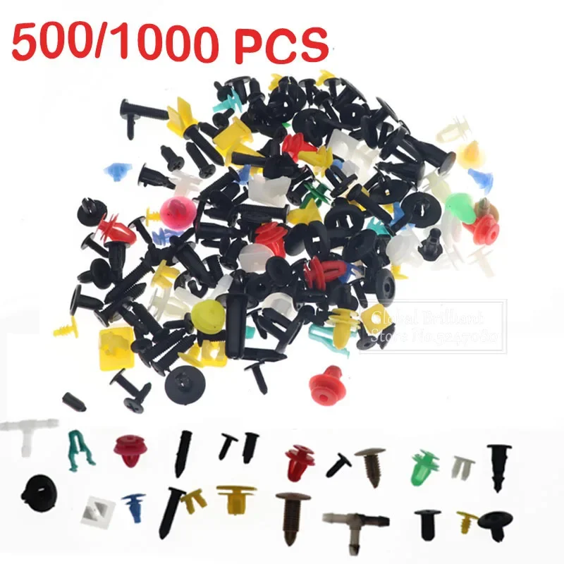 500/1000PCS Mixed Auto Fastener Vehicle Car Bumper Clips Retainer Fastener Rivet Door Panel Liner Universal Fit For All Car