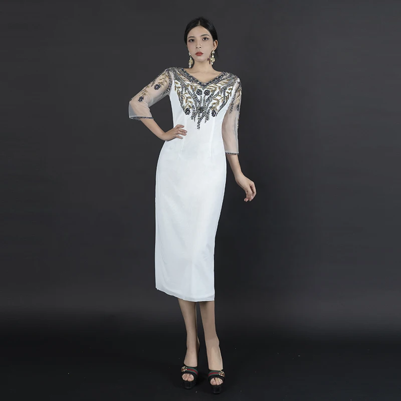 

Elegant Evening Dress For Boutique Customized Modern Cocktail Dress For Socialite Gathering Party With Hand Beading Decor M119