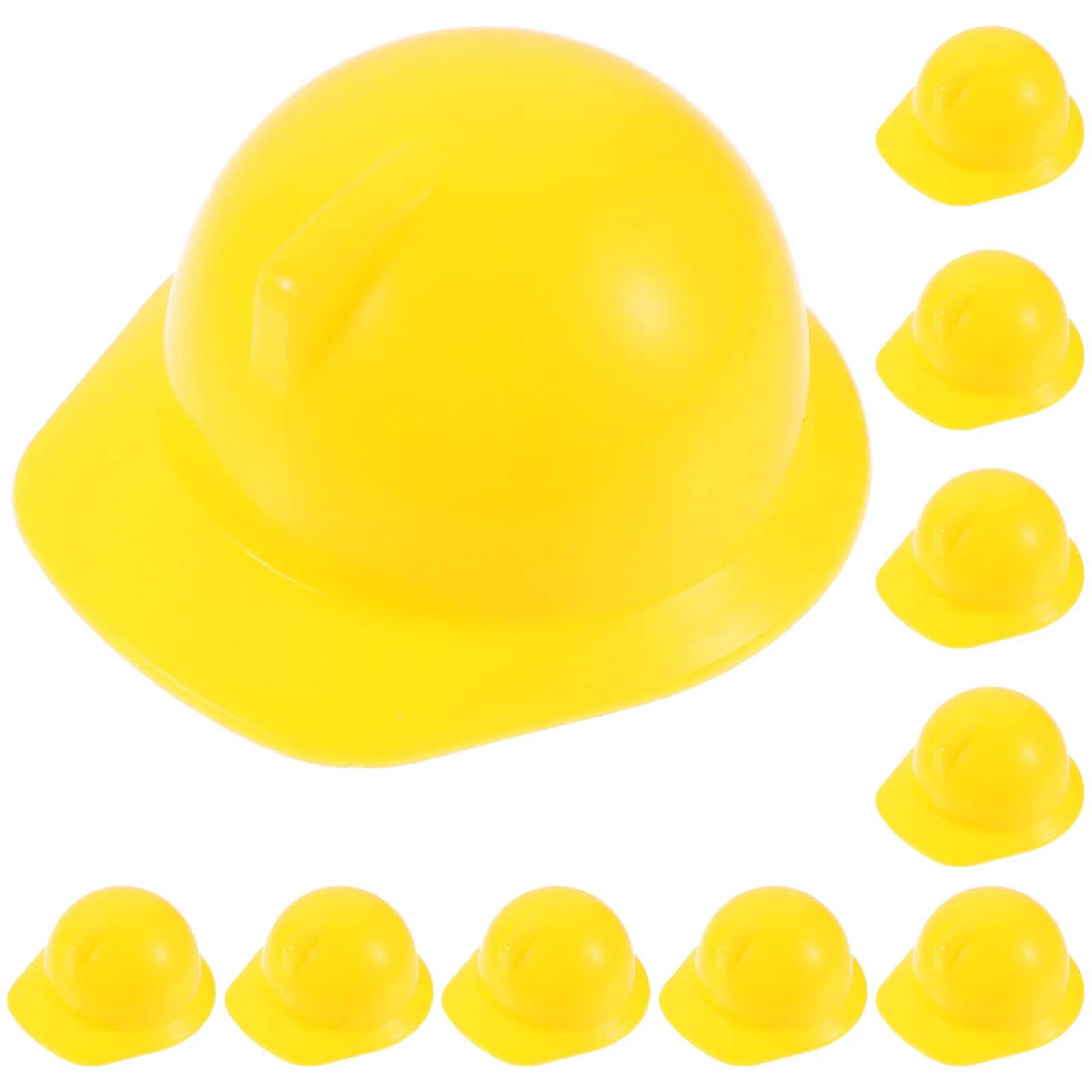 10 Pcs Mini Toy Model (10 Helmets Bright Red) Hard Hat Safety Decor Baby Pet Bird Abs