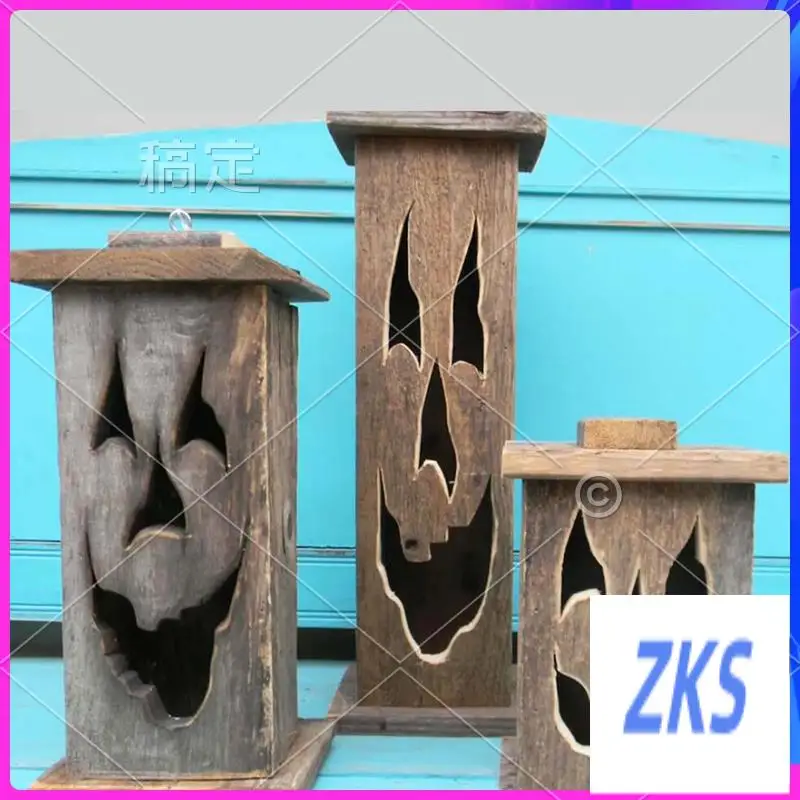 

ZZ-Lantern, Retro Candle Lantern Ornament Funny Emoticons Candle Lanterns Decor Creativehalloween Fall Party Props Decor