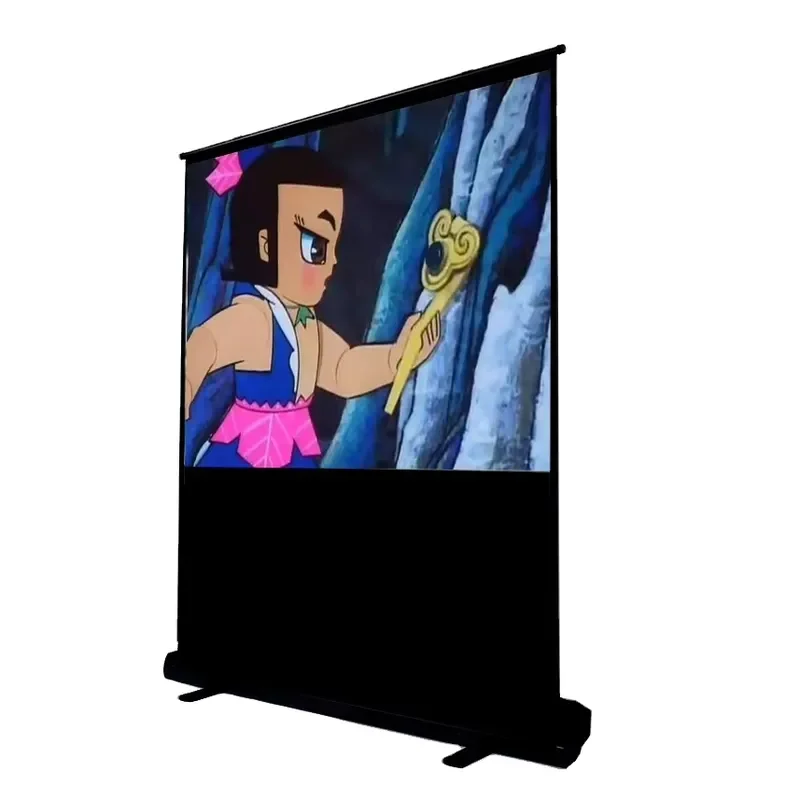 80 inch 16 9 Manual Projector Screen Portable Floor Stand Pull Up Projection Display for Home Theater Office Presentation Use