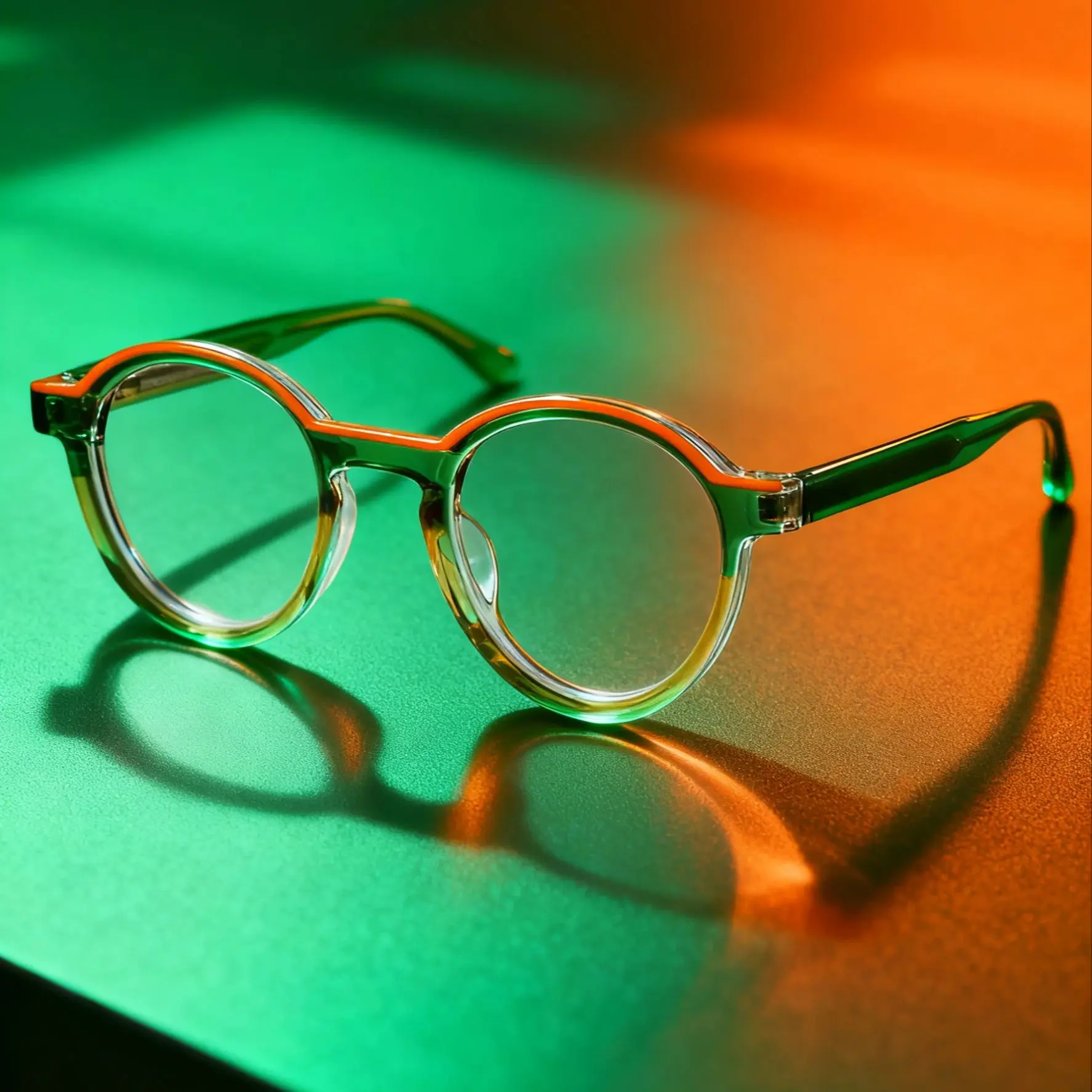 FYTOO Artistic Colorful Gradient Round Glasses Stylish Lively, Lightweight TR, Unisex Comfortable to Wear Daily.