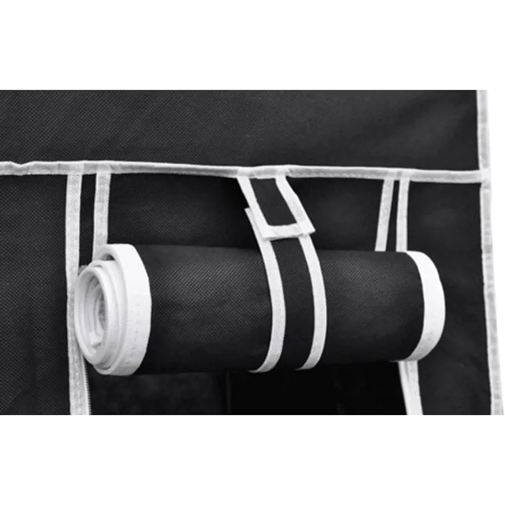 خزانة قماش واسعة قابلة للطي - مساحة تخزين مريحة لغرف النوم والطابق السفلي والتخييم - مادة صوف متينة، أسود، 43 × 18 ×