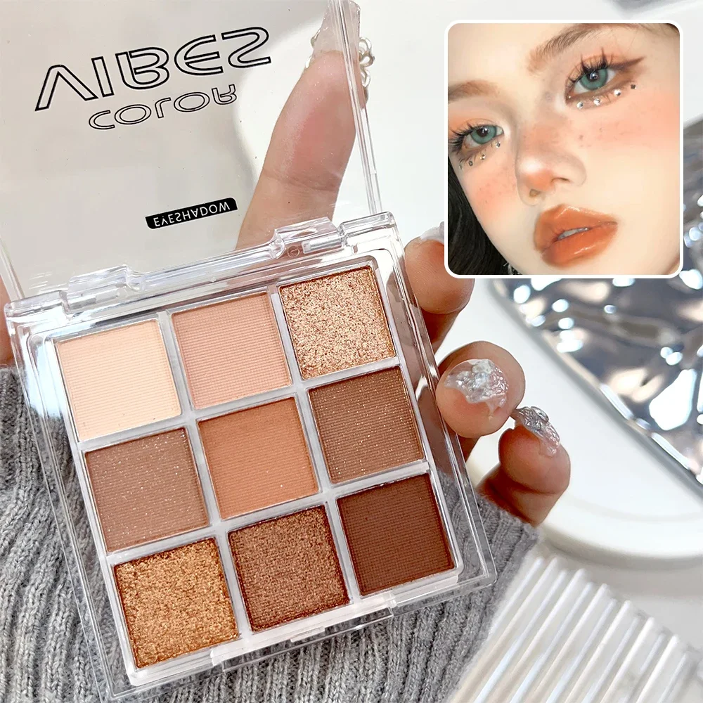 Rauchschwarze Lidschatten-Palette 9 Farben wasserdicht matt schimmernd Lidschatten Make-up langlebige hoch pigmentierte Puder kosmetik