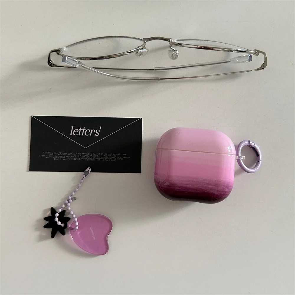Gradient Pink purple Cute Headphone Case For Airpods Pro 2 4 3 Cover TPU Silicone Headset Charging Case For Airpod 4 Generation - view 5