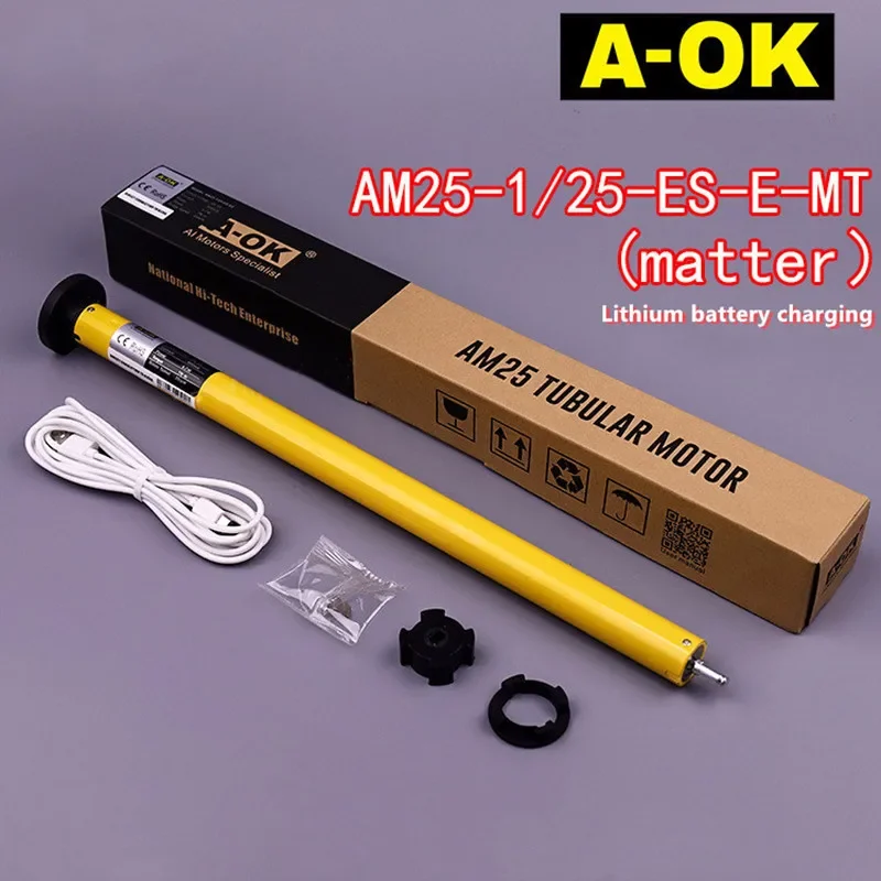 A-OK AM25-1/25-ES-E-MT Matter Lithium Battery Motor Smart Home Roller Shutter Shangri La Curtain Soft Yarn