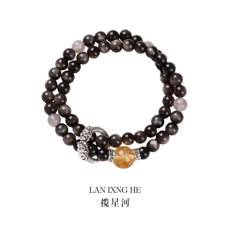 حجر السج الطبيعي دائرة مزدوجة Moonstone سيترين الراقية كريستال زوجين سوار