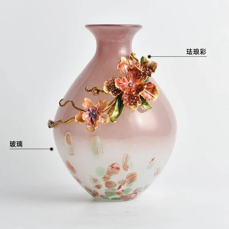 DSA gradual change pink purple enamel colored glass vase light luxury style desktop home flower vase