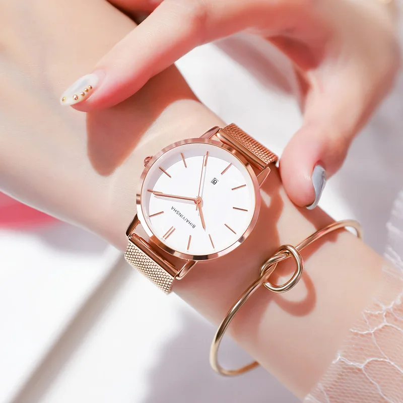 Reloj de cuarzo para mujer, accesorio elegante y personalizado, estilo coreano, resistente al agua, ideal para estudiantes, novedad de 2024